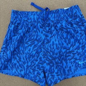 Nike One Big Kids Girls‎ Youth Woven High-Waisted Dri-Fit Shorts Blue Large NWT